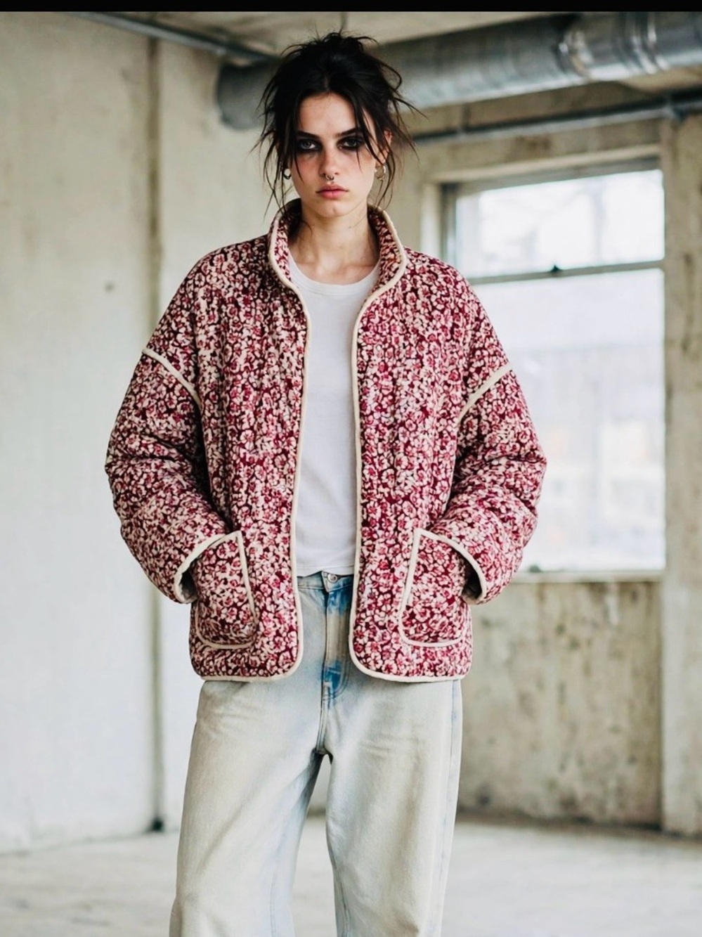 Unbranded quilted jacket with front snaps